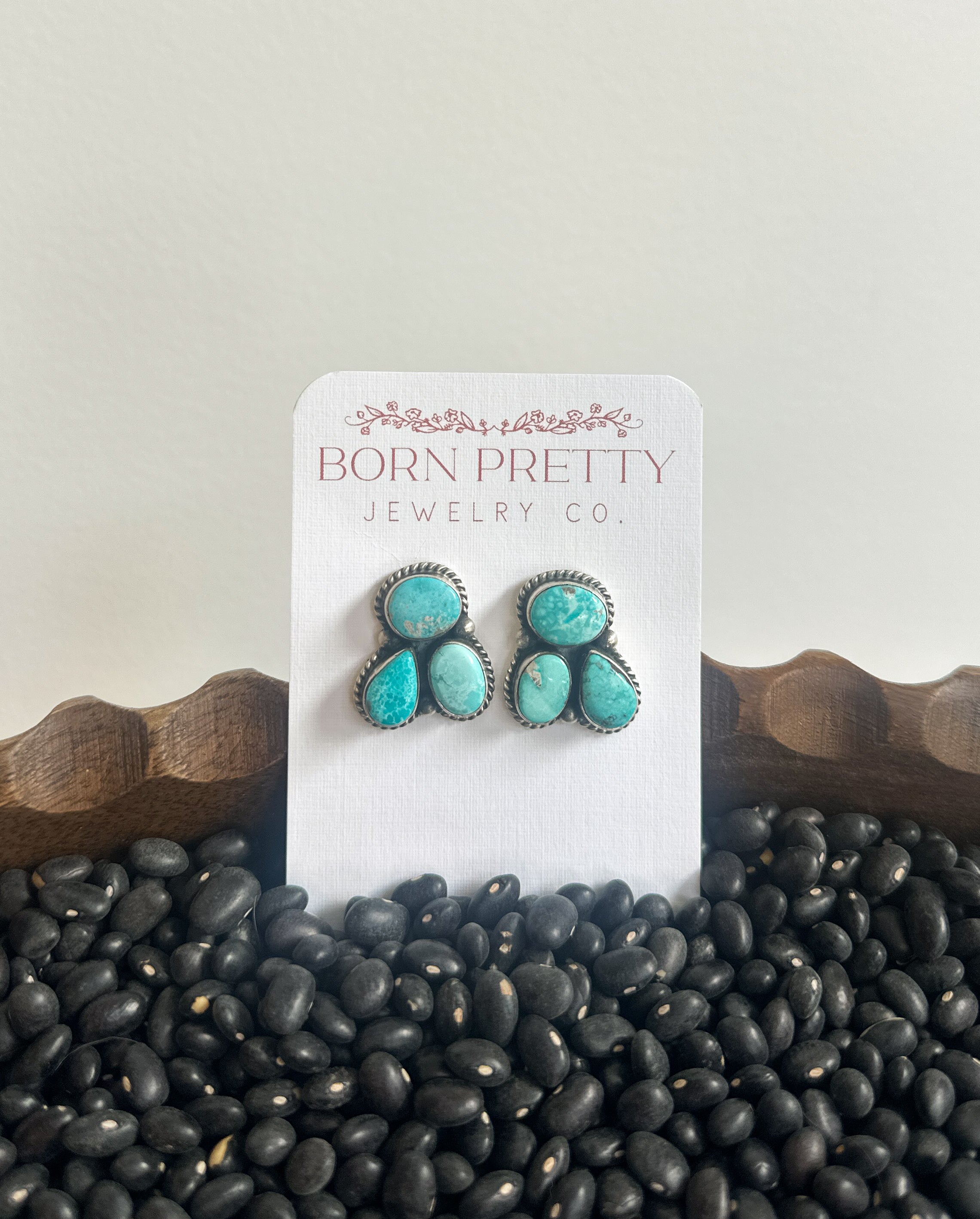 White Water Three Stone Cluster Studs