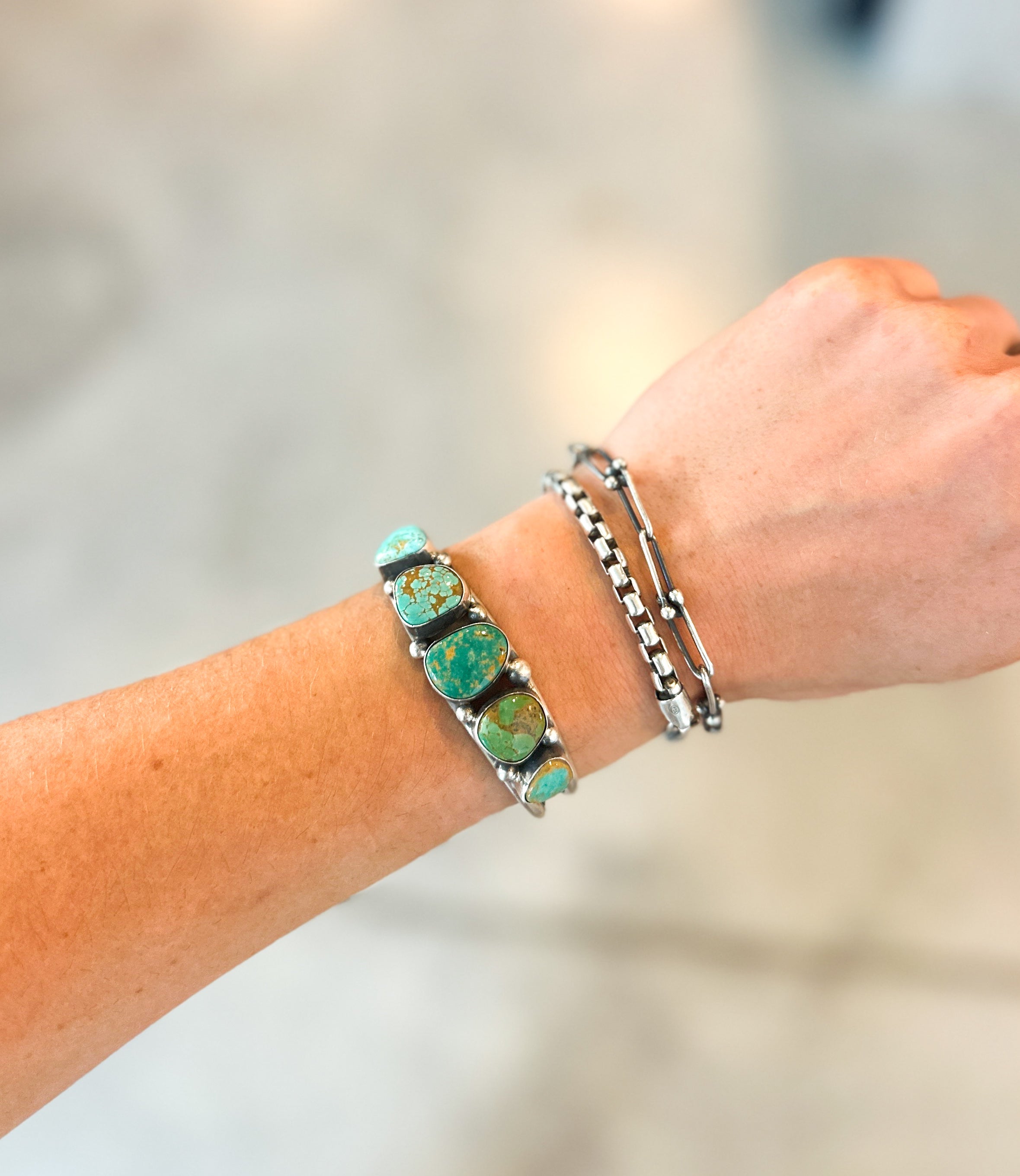 Five Stone Mixed Turquoise Cuff