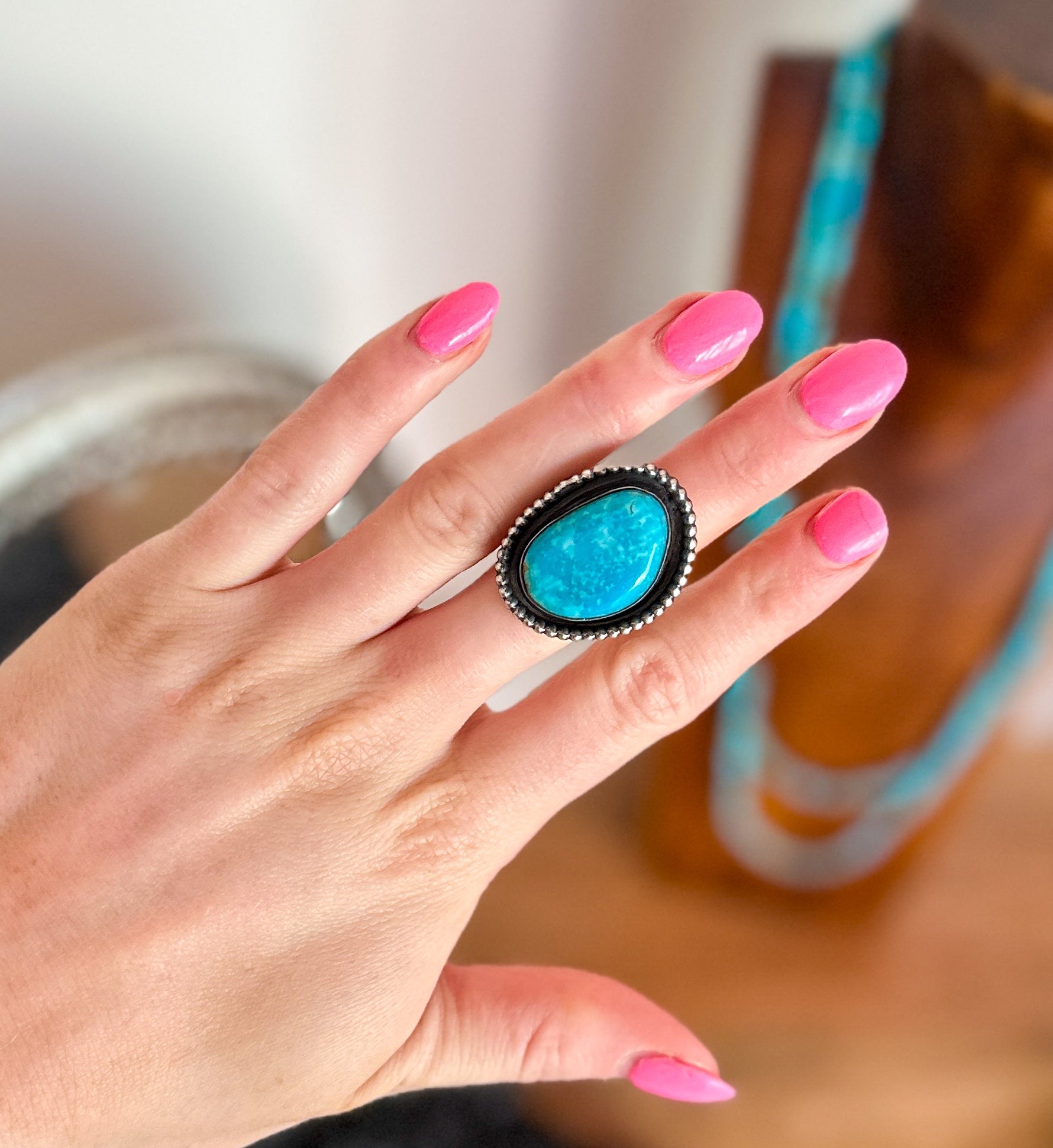 White Water Turquoise Statement Ring