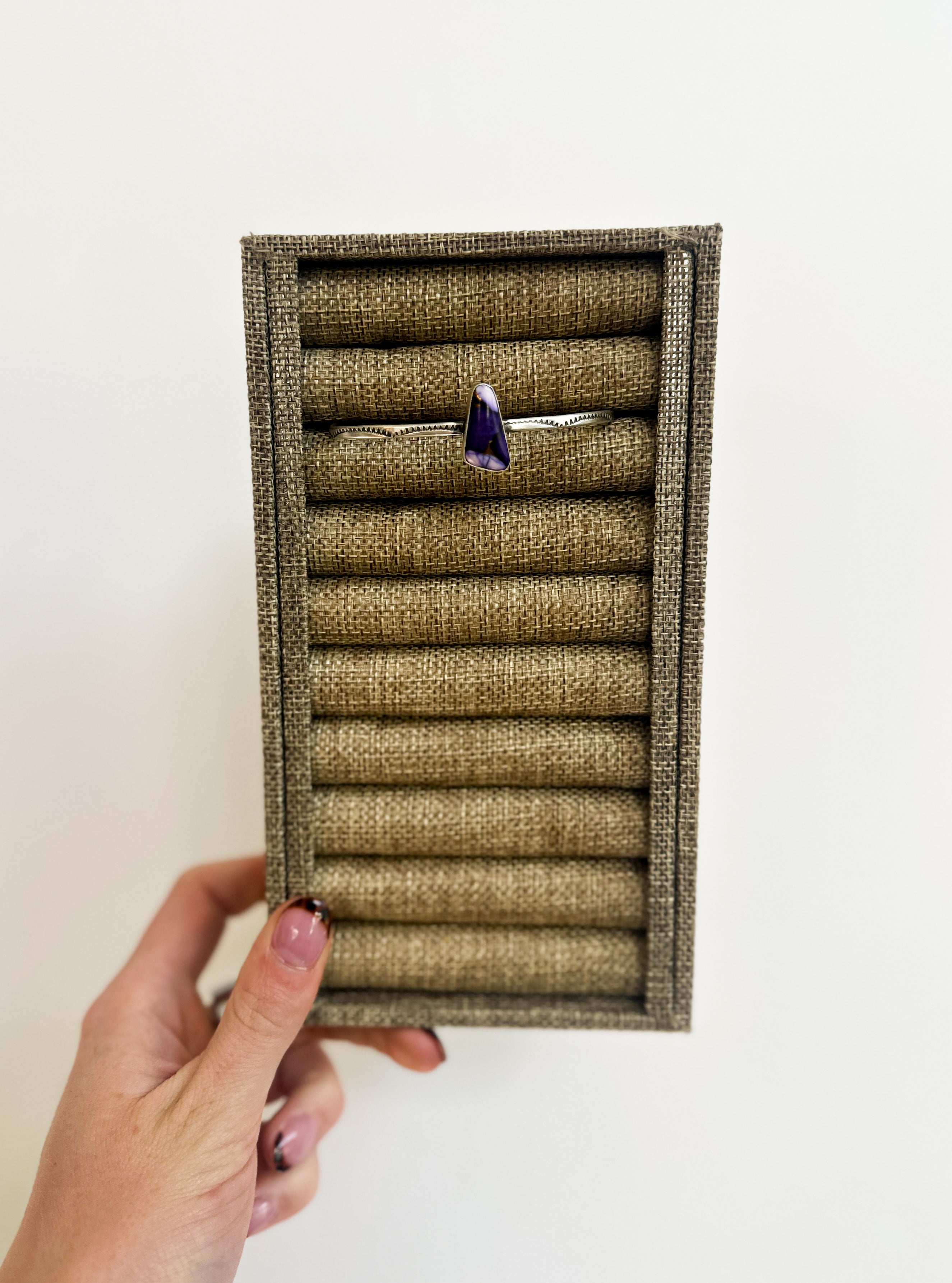 Violet Dahlia Stamped Cuff