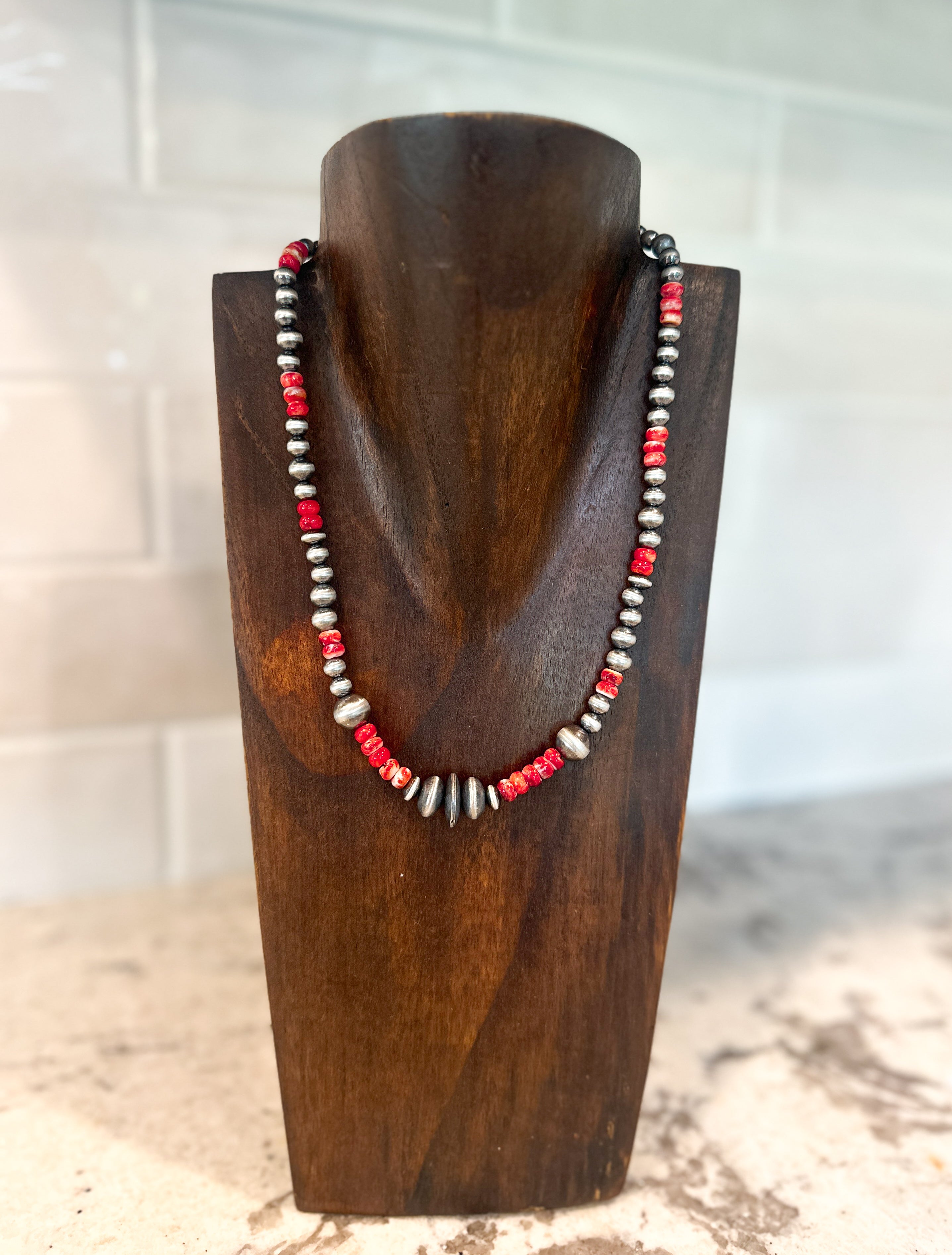 20.5” Graduated Red Spiny + Pearls