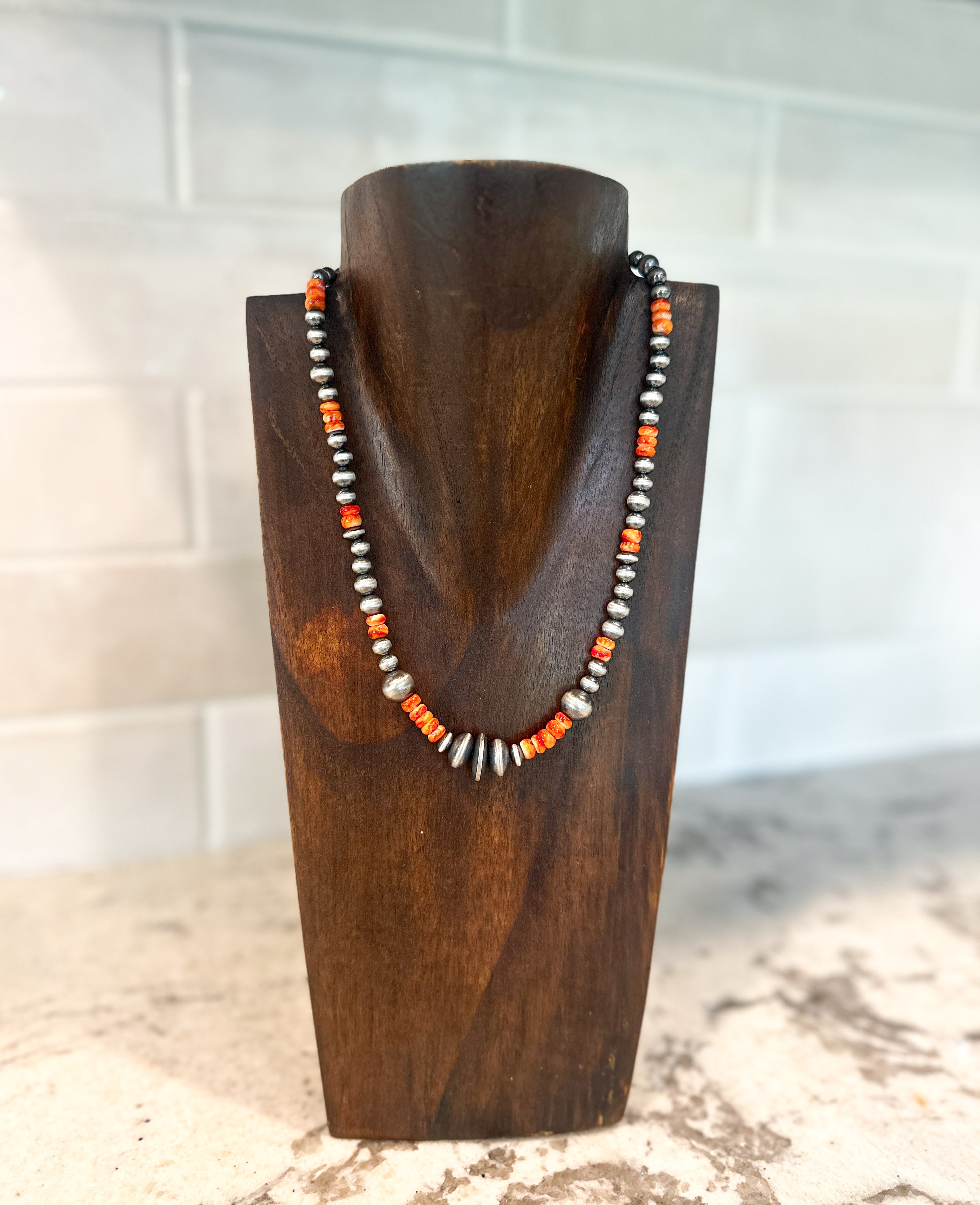 20.5” Graduated Orange Spiny + Pearls (ships 2-4 weeks)