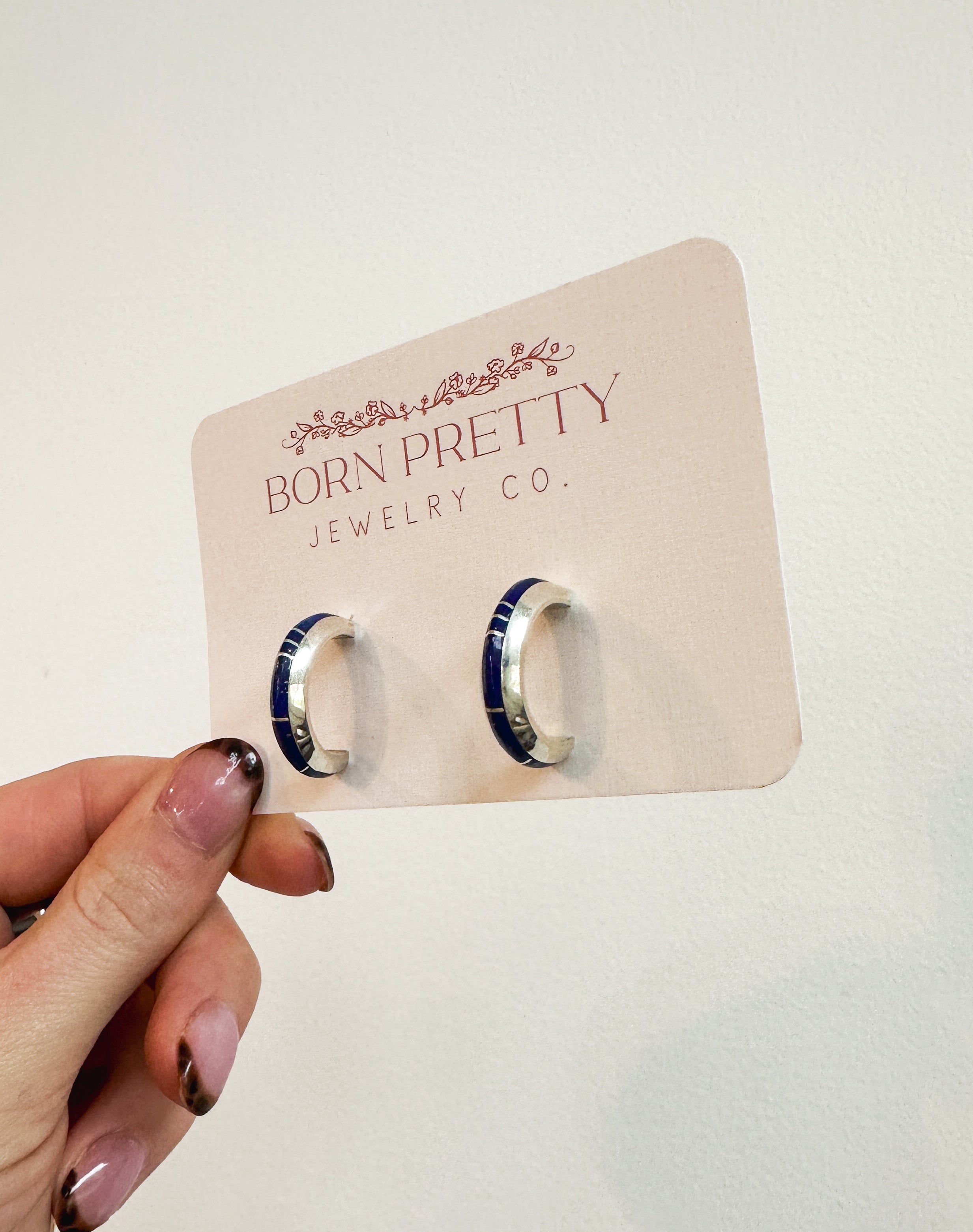 Lapis Inlay Hoops