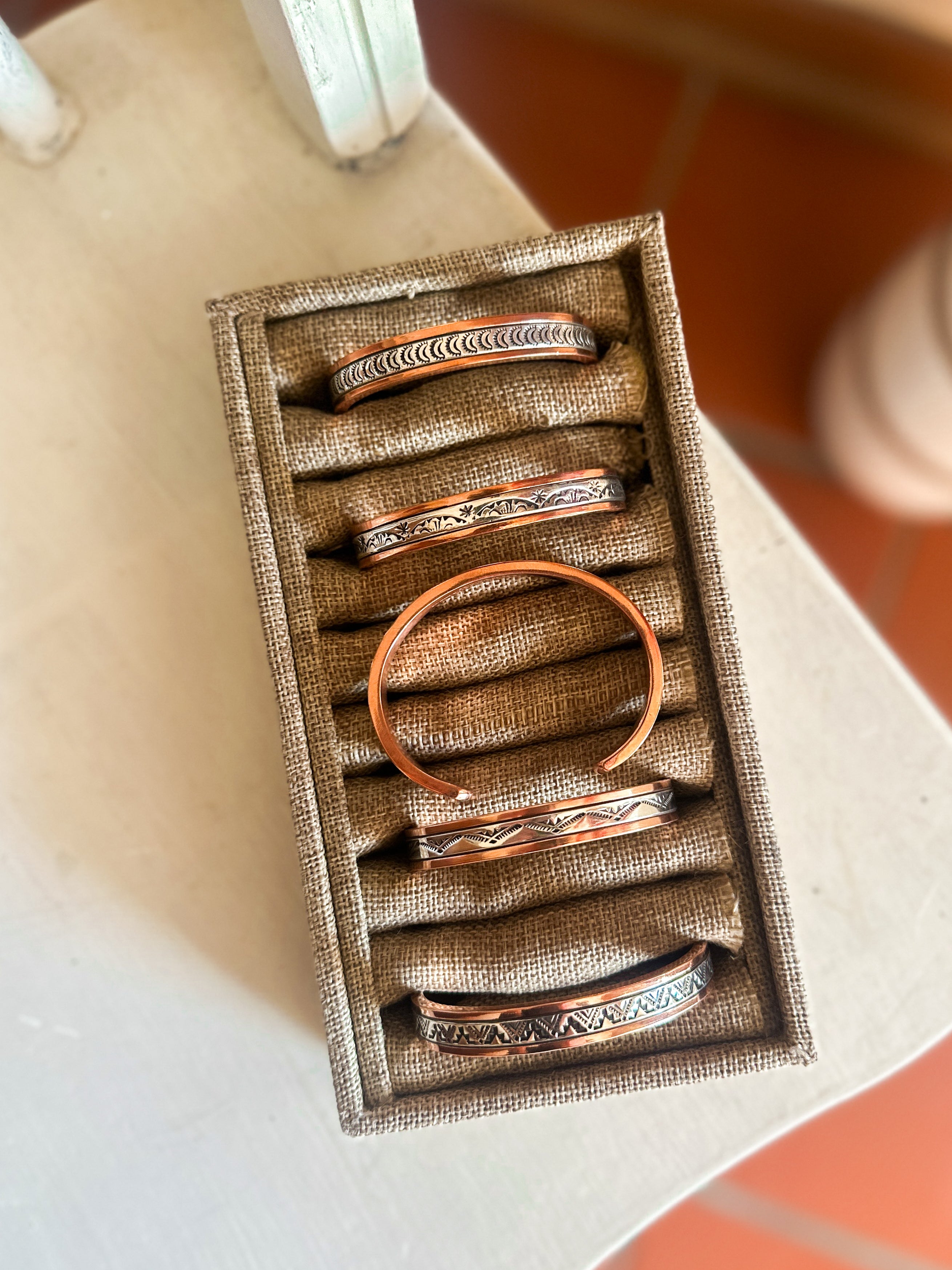 Medium Copper + Sterling  Cuffs