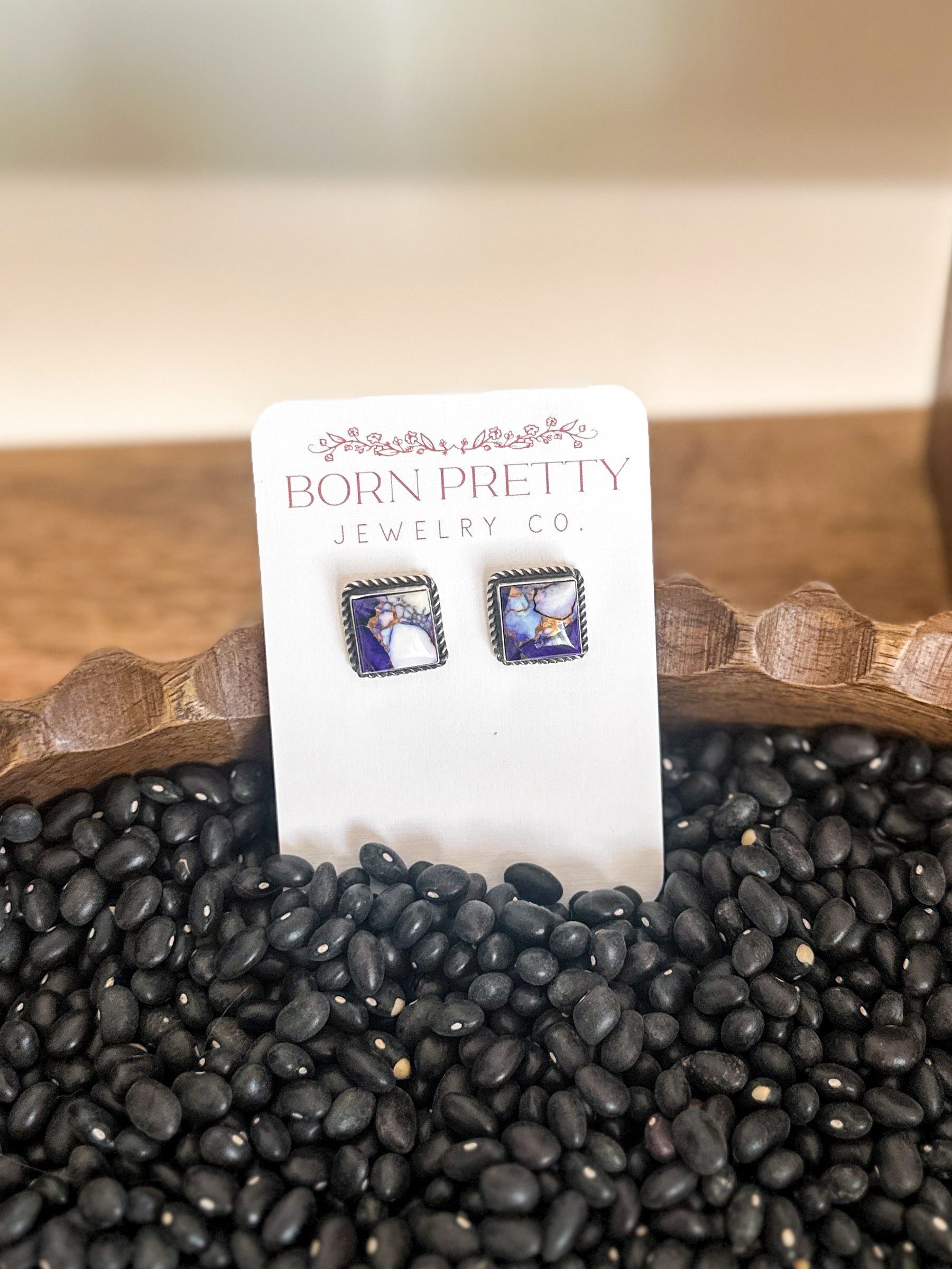Lavender Dahlia Studs