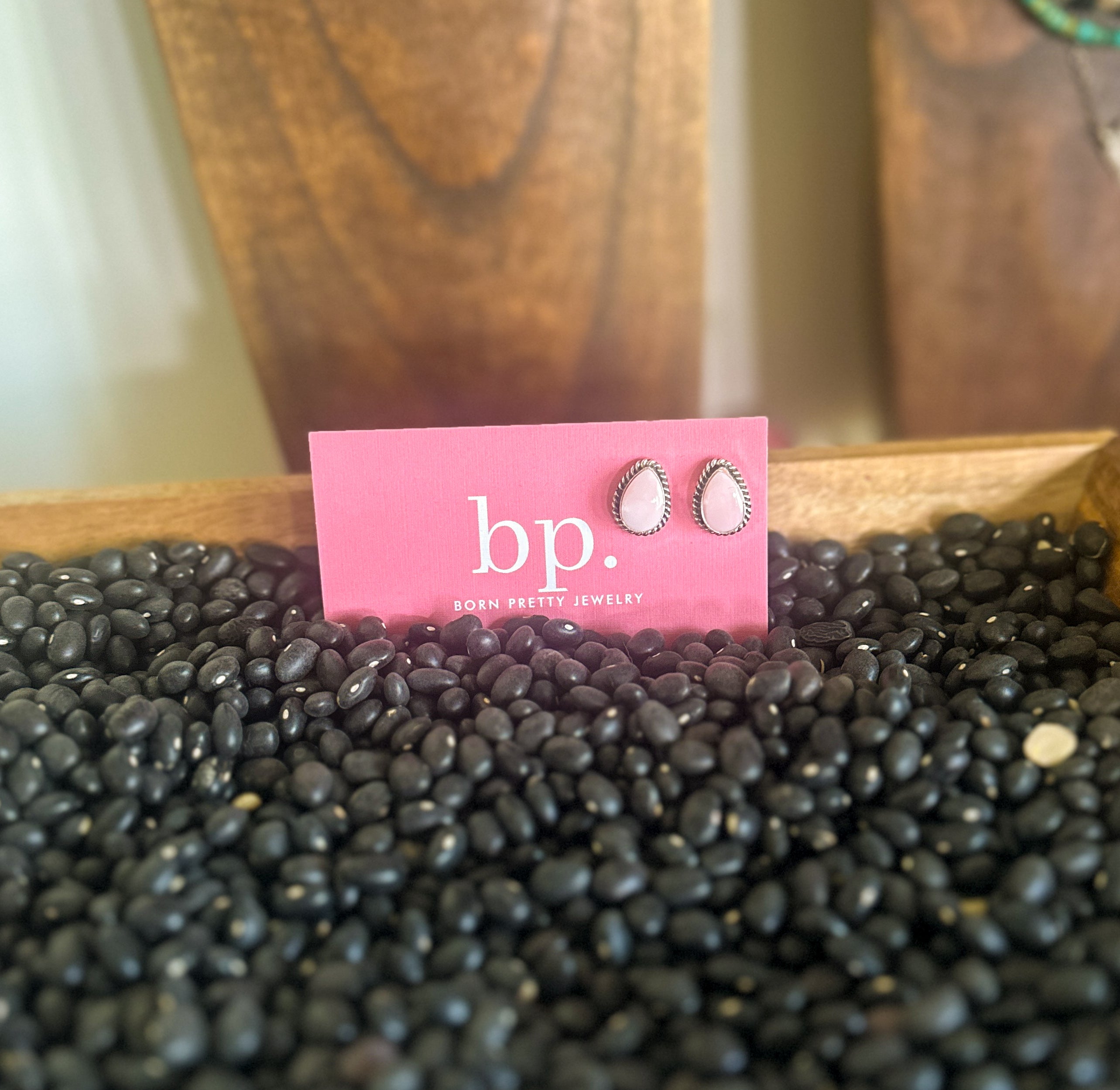Pink Conch Teardrop Studs