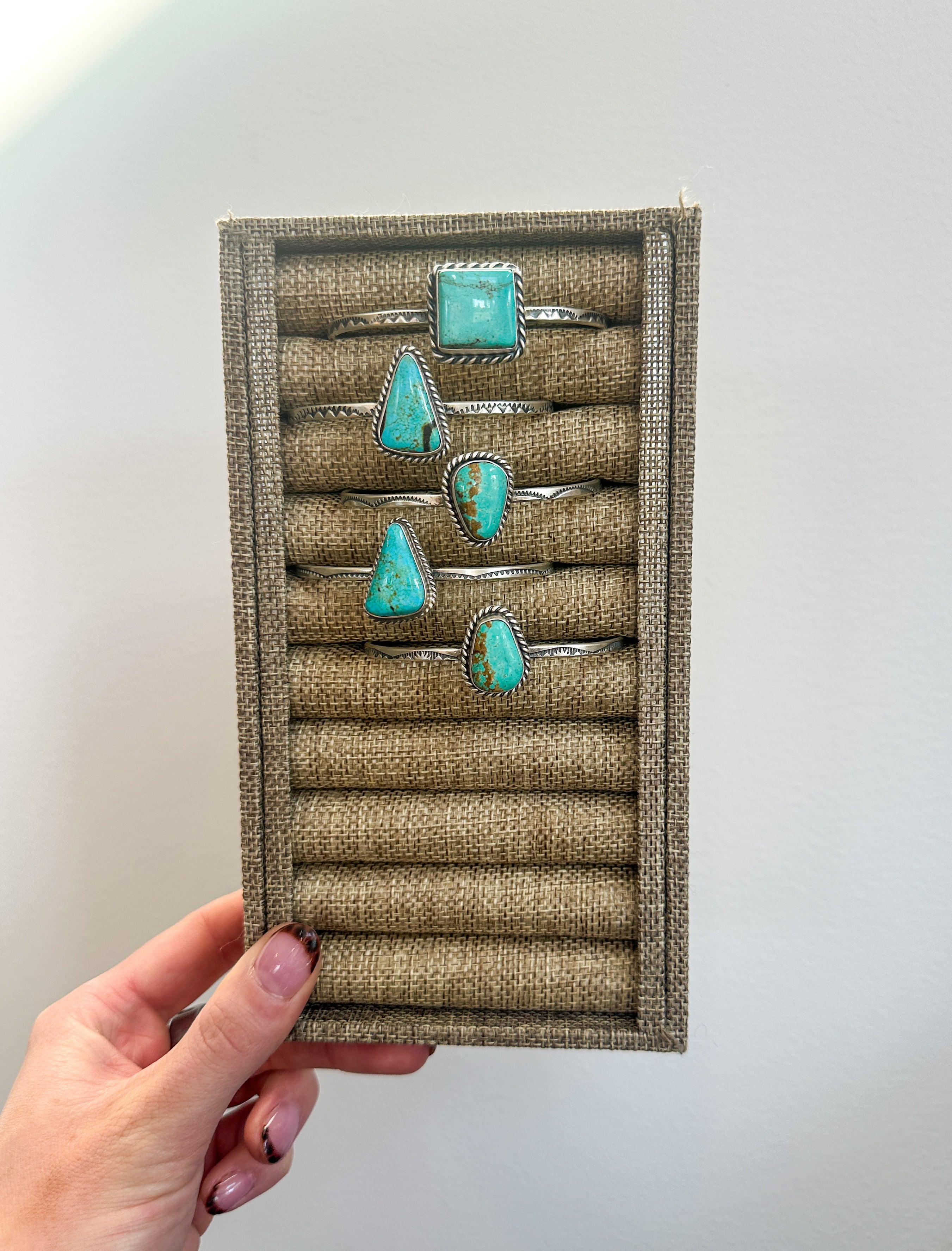 Classic Kingman Turquoise Stamped Cuffs