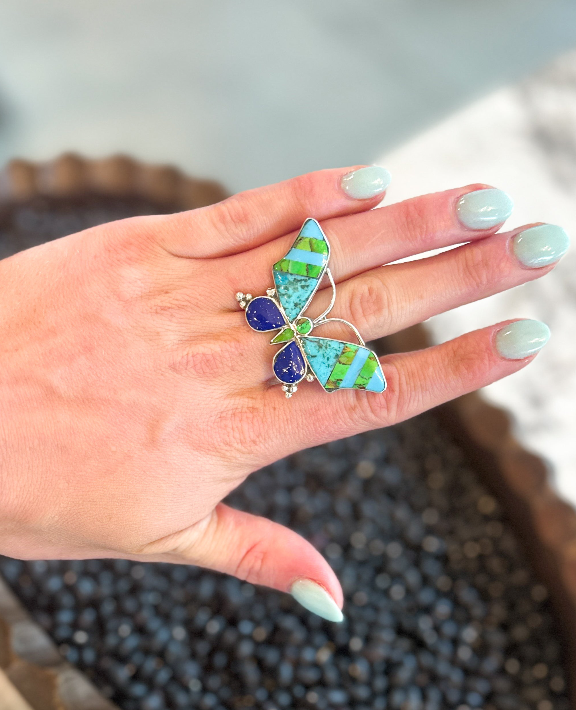 Inlay Butterfly Ring