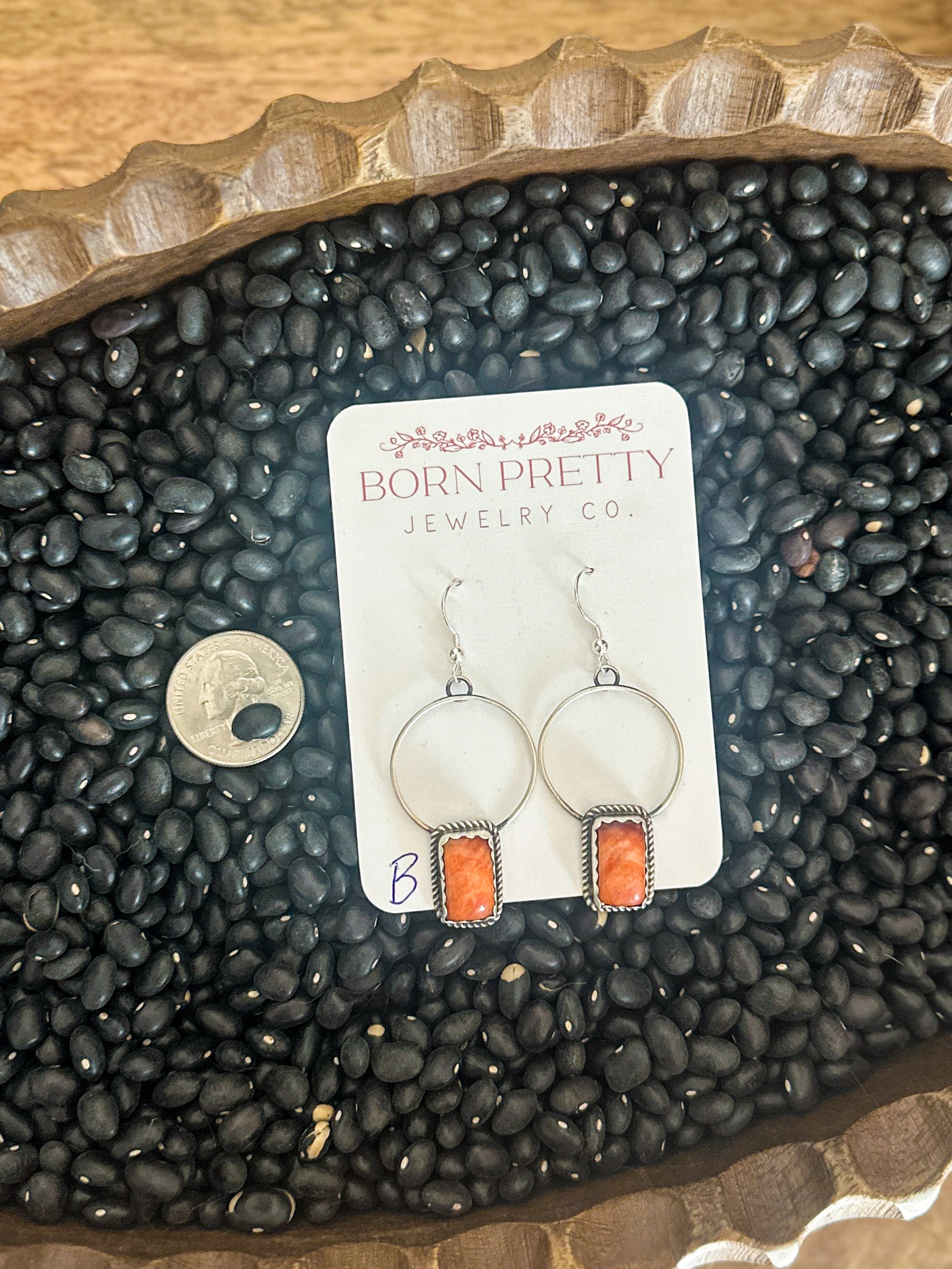Orange Spiny Dangle Drop Hoops