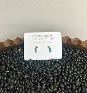 Petite Three Stone Studs