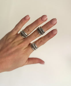 Petite Sterling Silver Ribbed Rings