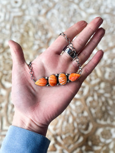 Four Stone Orange Spiny Necklace