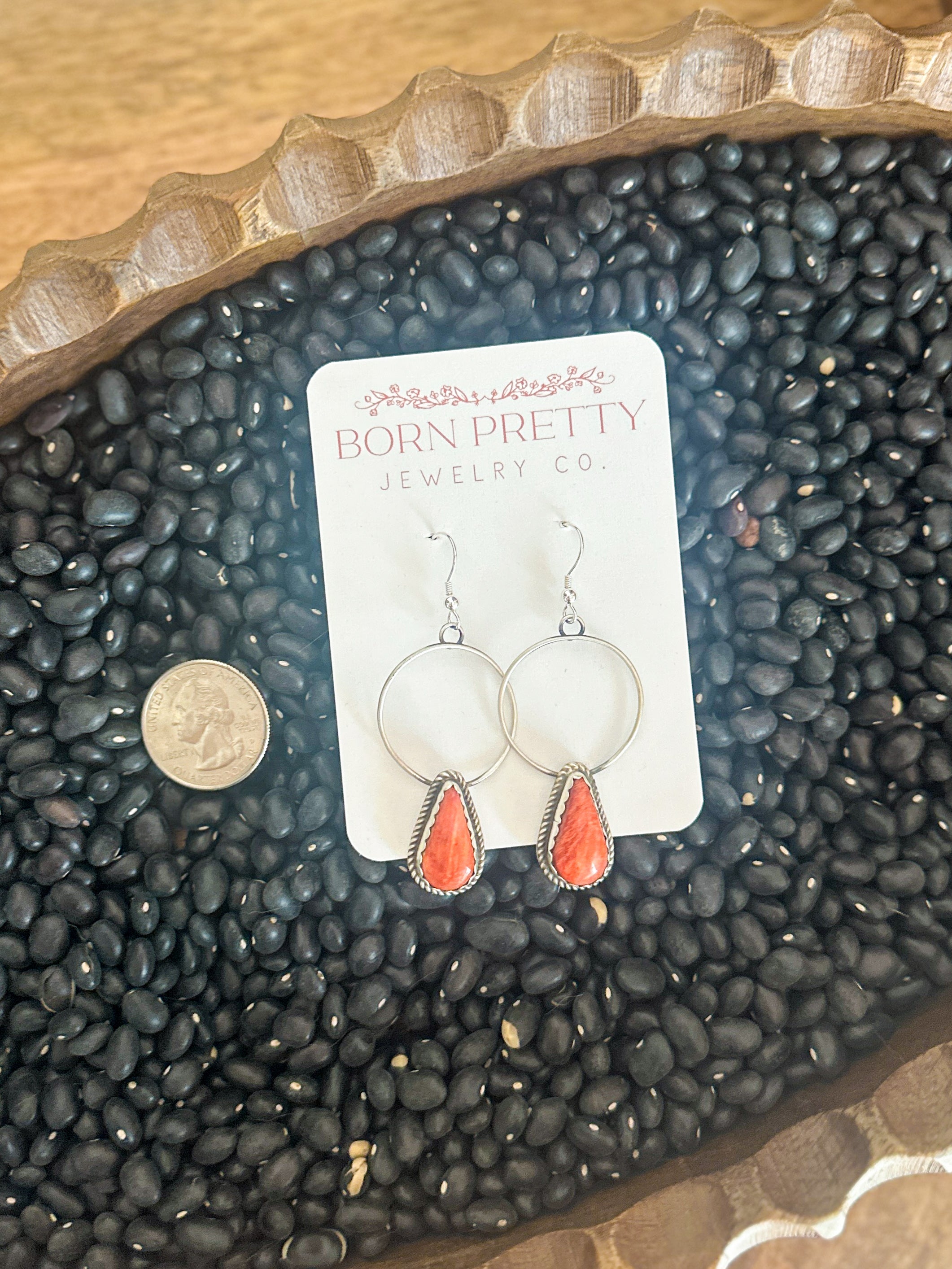 Red Spiny Dangle Drop Hoops