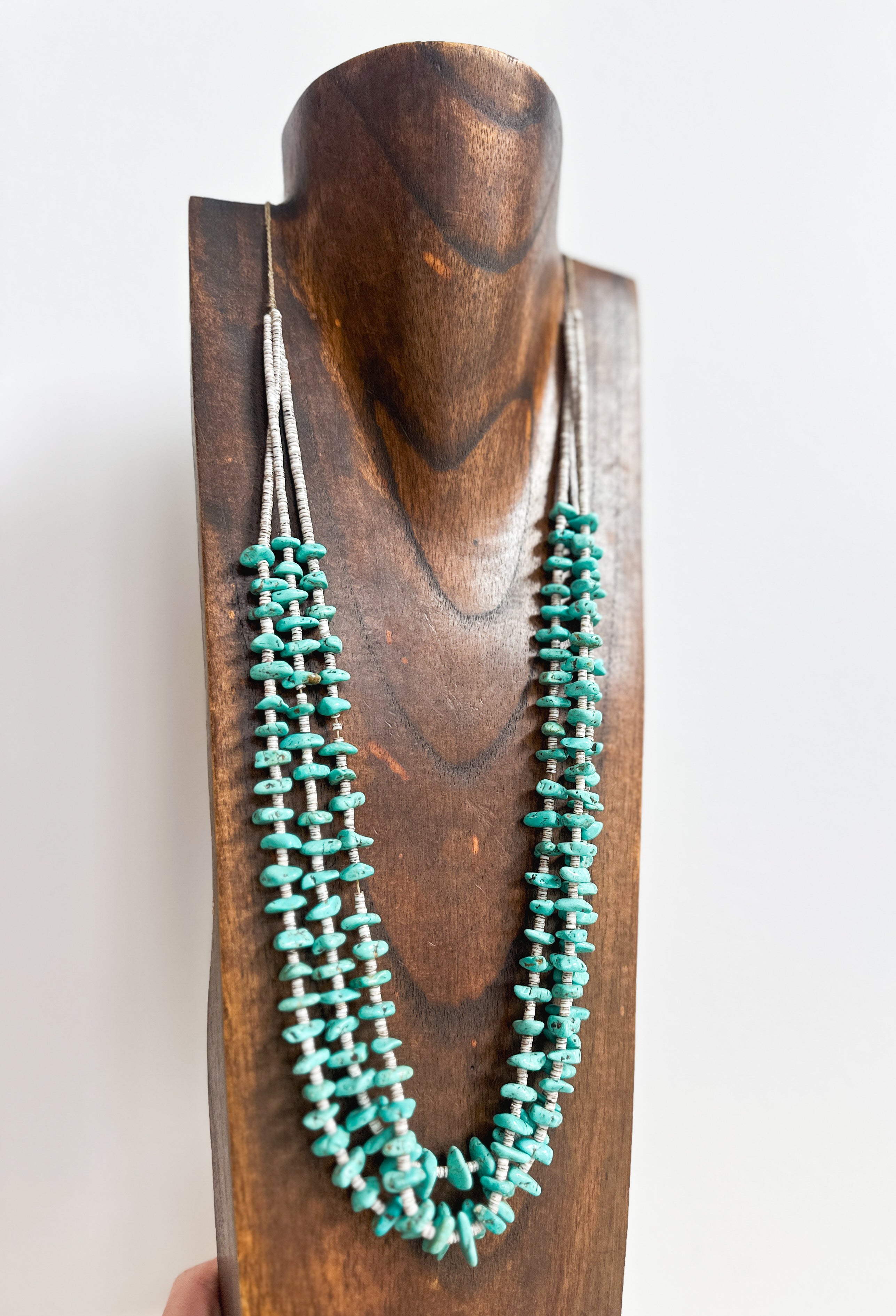 Three Strand Turquoise + Heishi