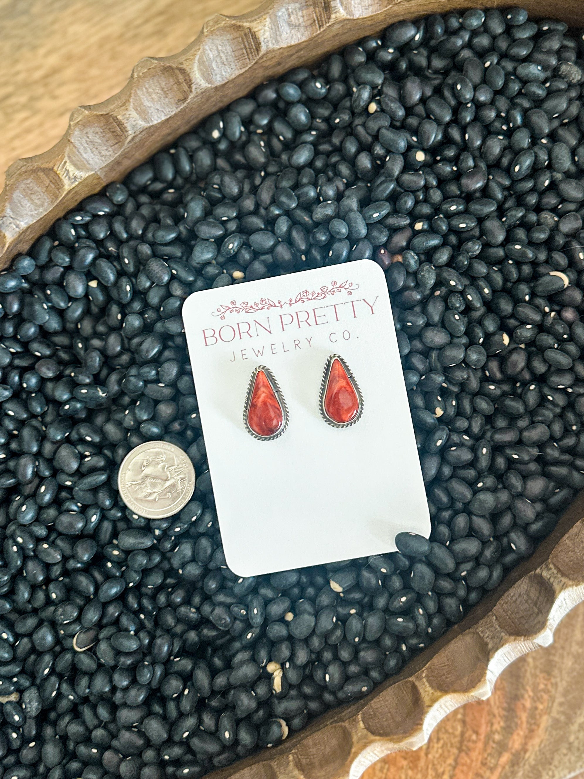 Braided Orange Spiny Studs