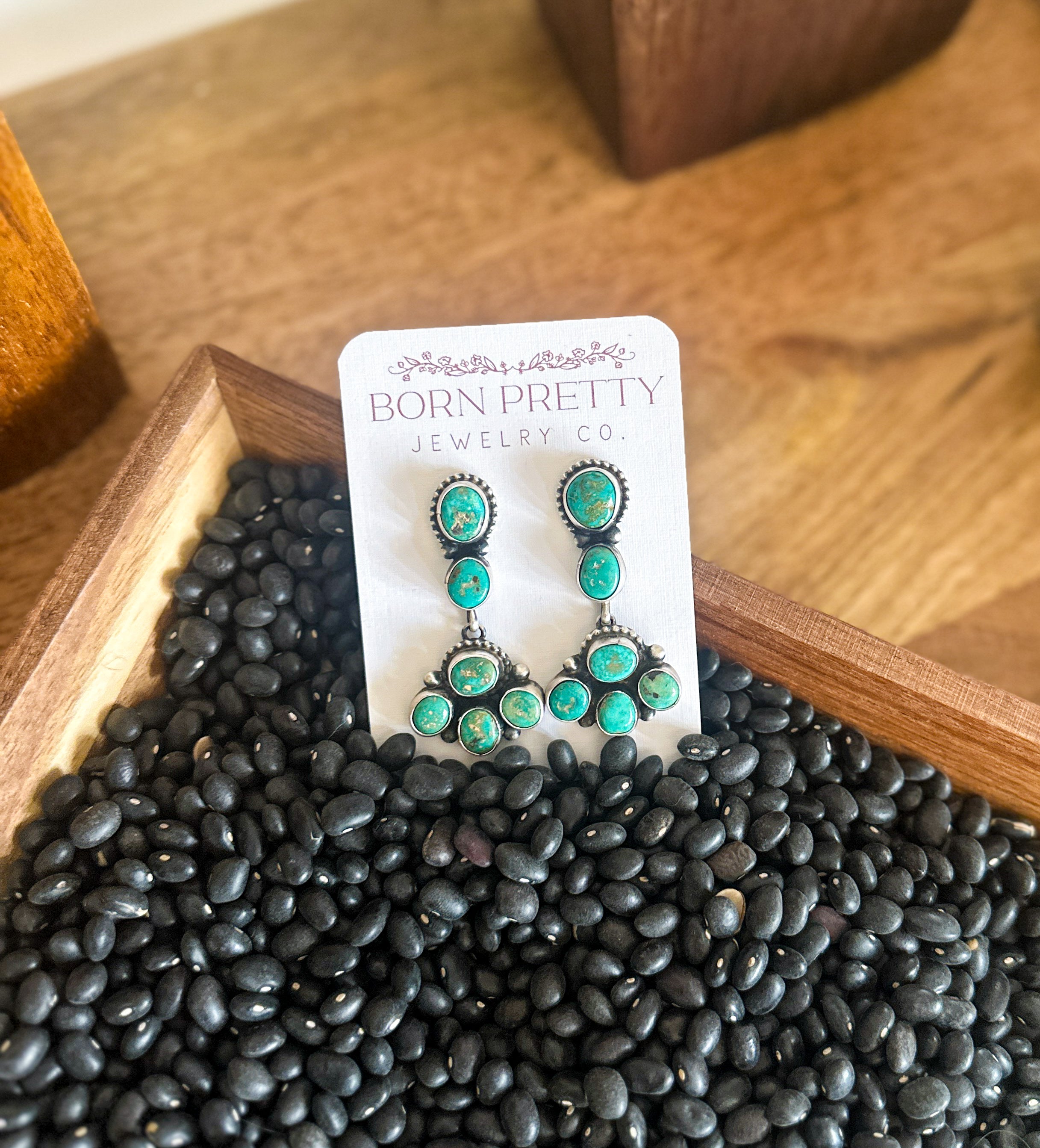Kingman Turquoise Statment Dangle Earrings