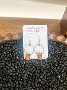 Orange Spiny Dangle Drop Hoops