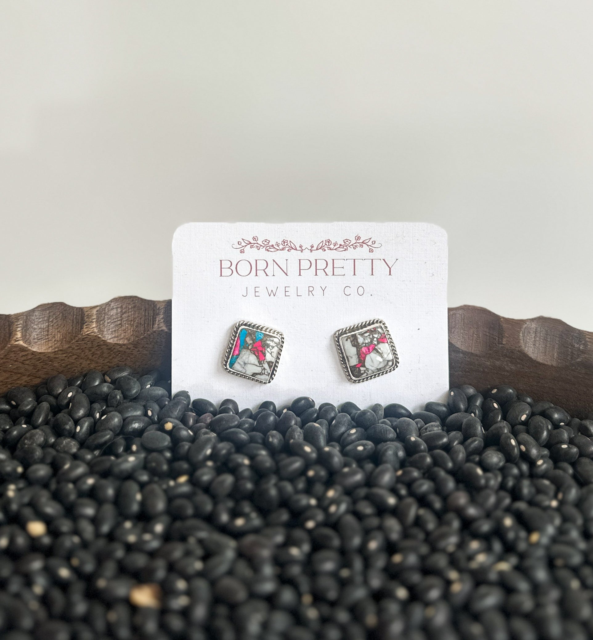 Square Cotton Candy Studs