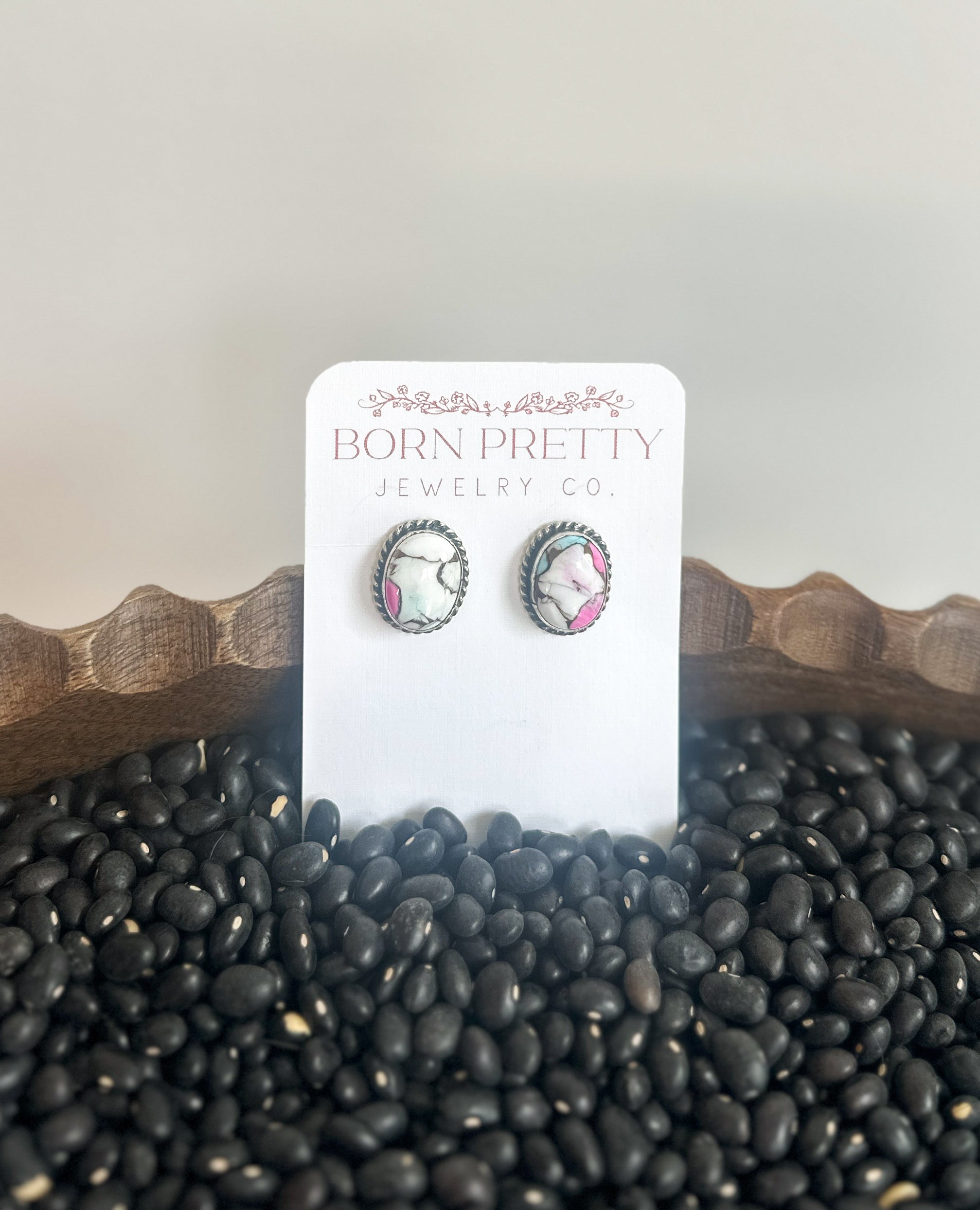 Round Cotton Candy Studs Style 2