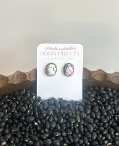 Round Cotton Candy Studs Style 2