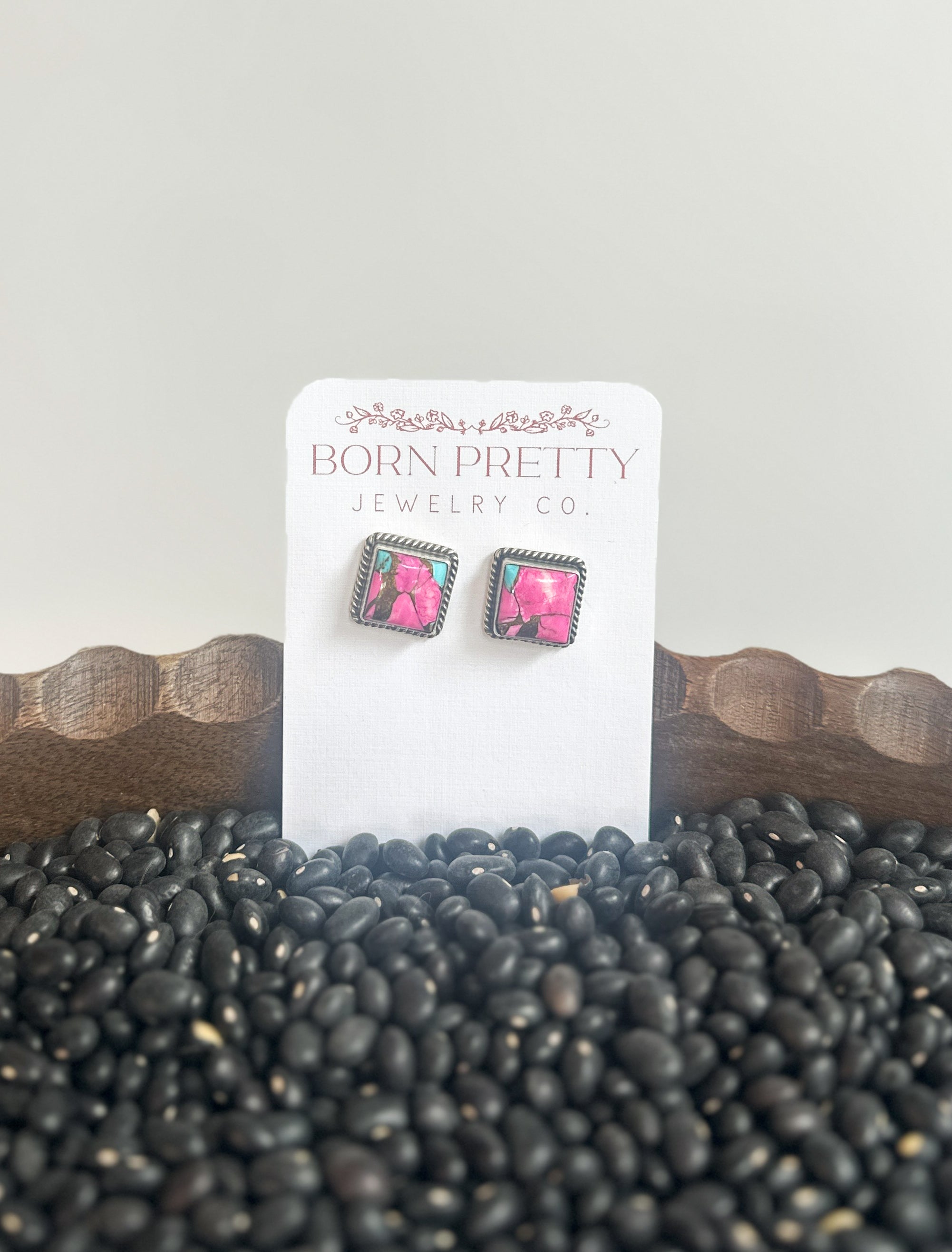 Cotton Candy Square Studs