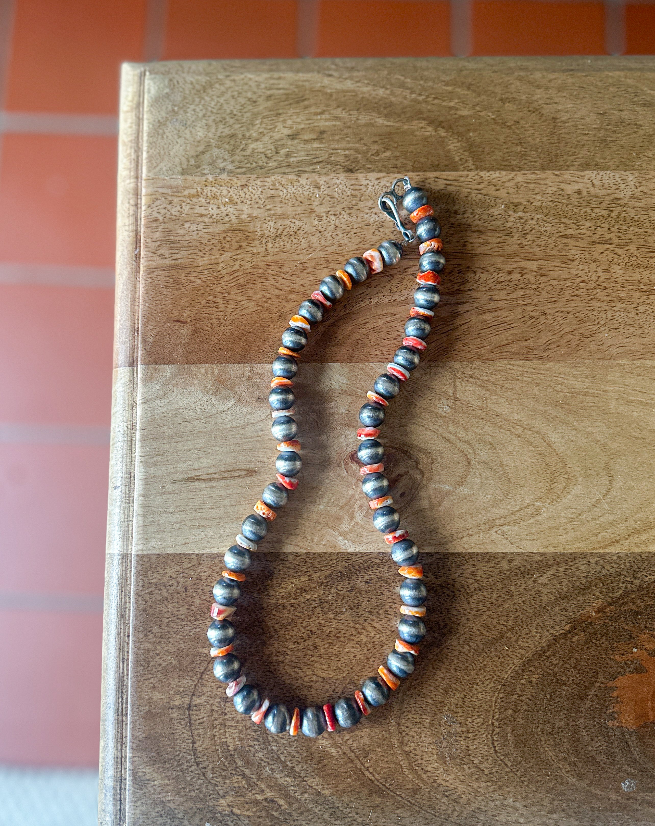 14mm Navajo Pearls + Orange Spiny