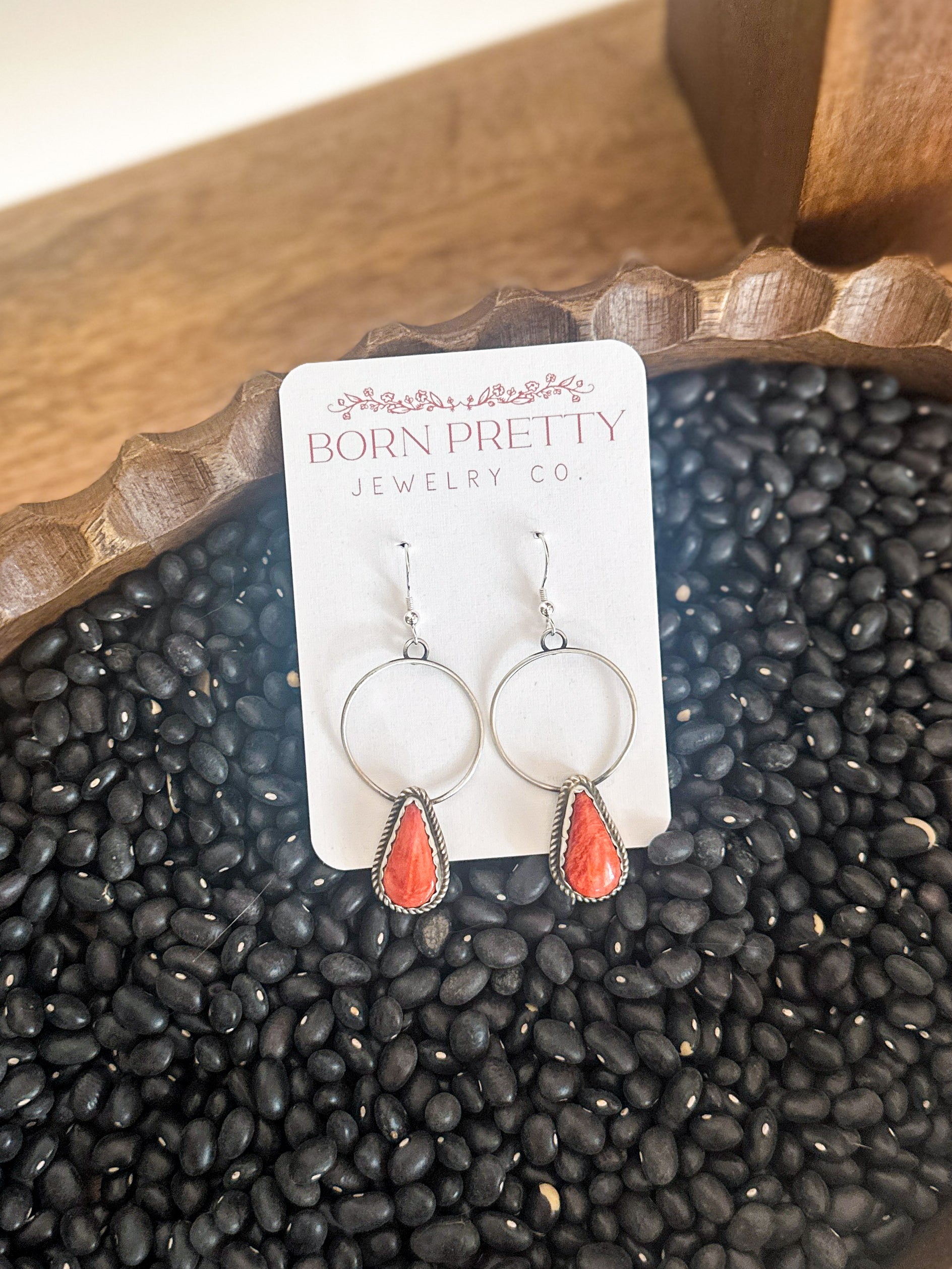 Red Spiny Dangle Drop Hoops