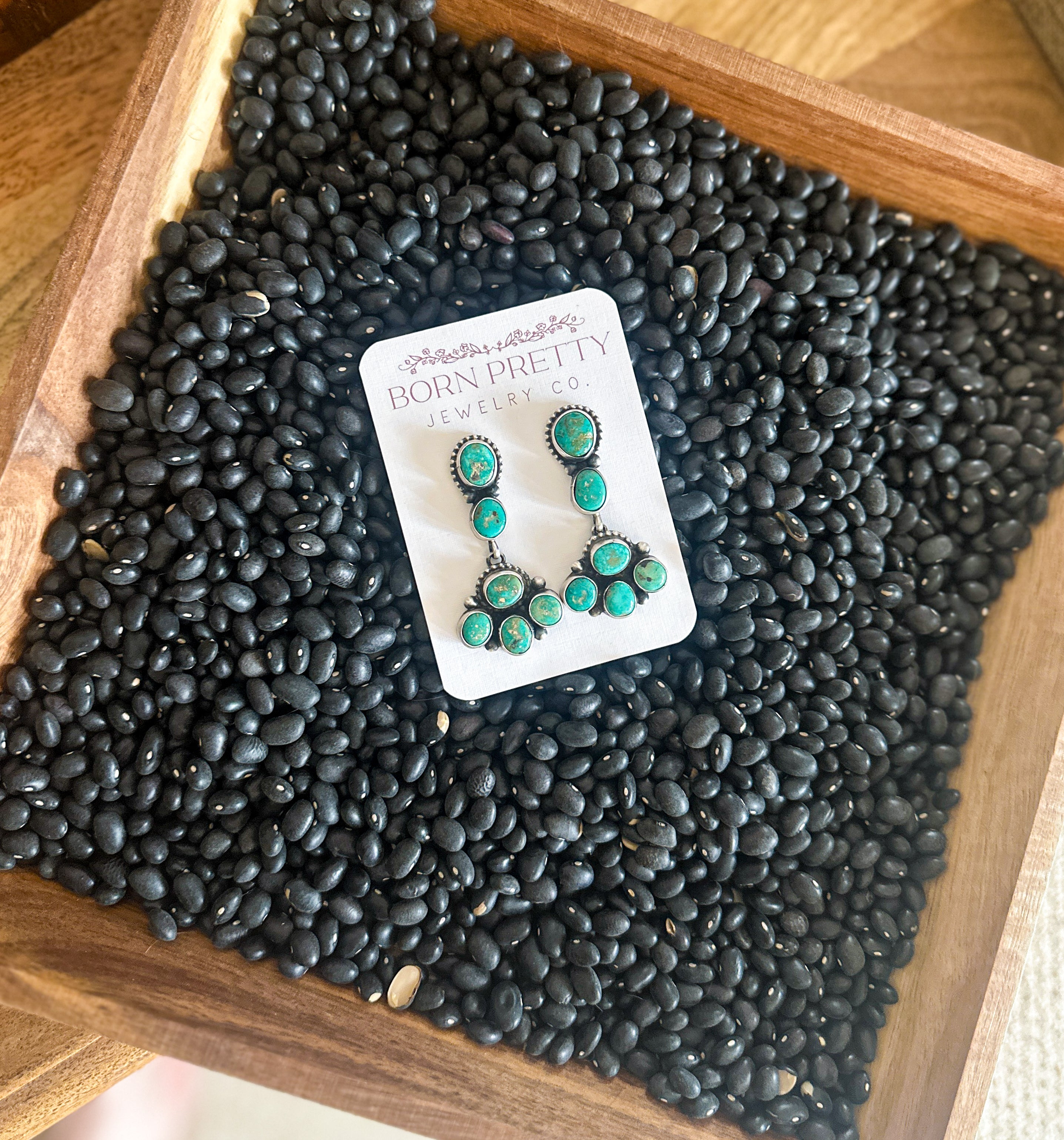 Kingman Turquoise Statment Dangle Earrings