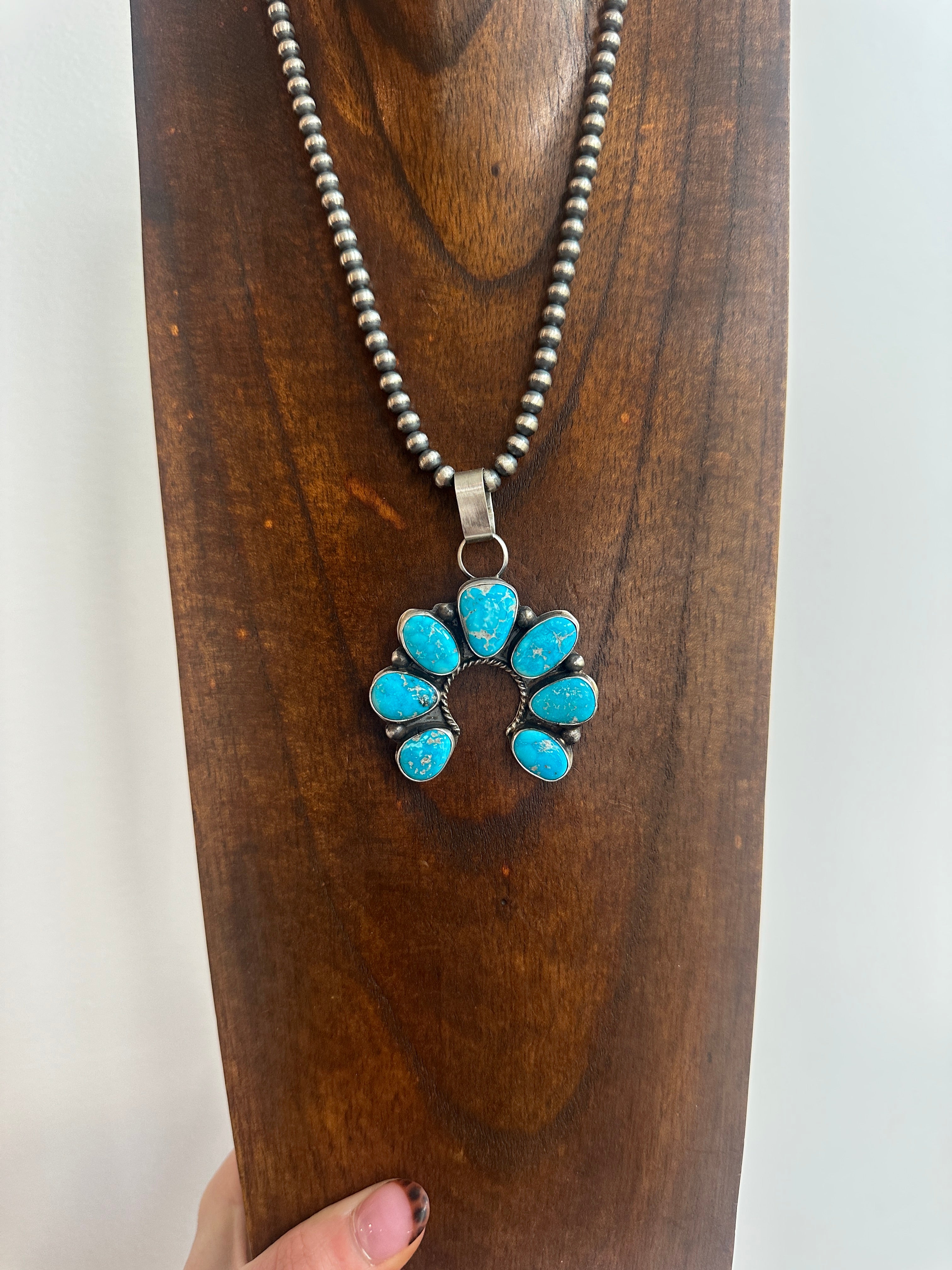 Blue Ridge Turquoise Cluster Naja Pendant
