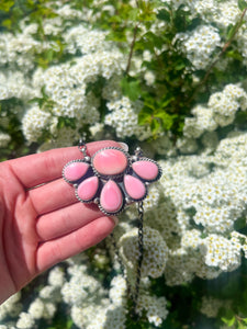 Pink Conch Cluster Necklace