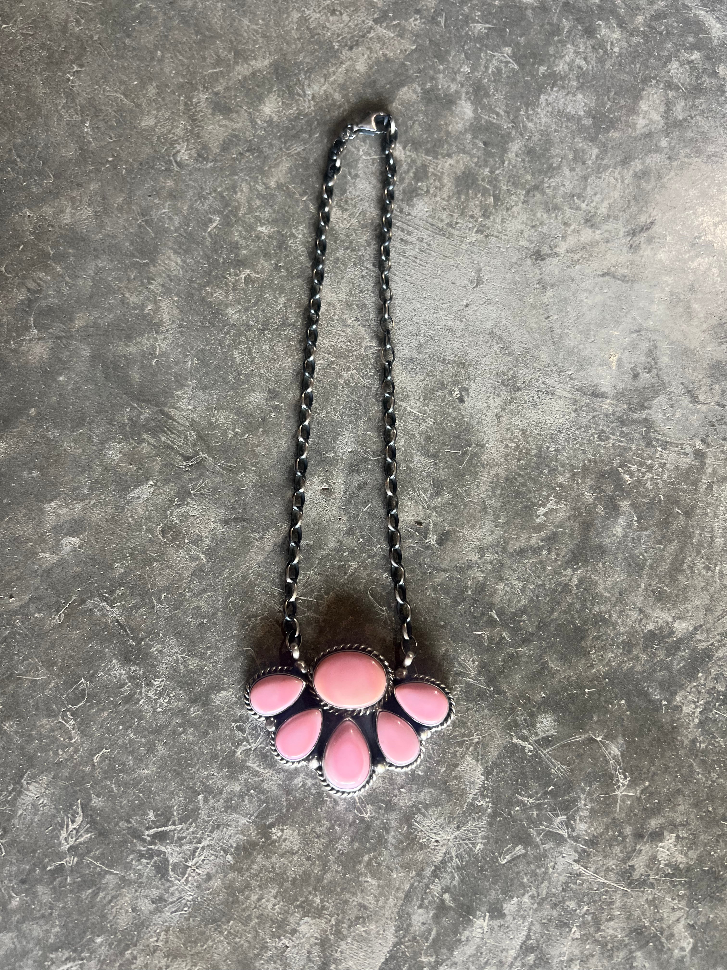 Pink Conch Cluster Necklace