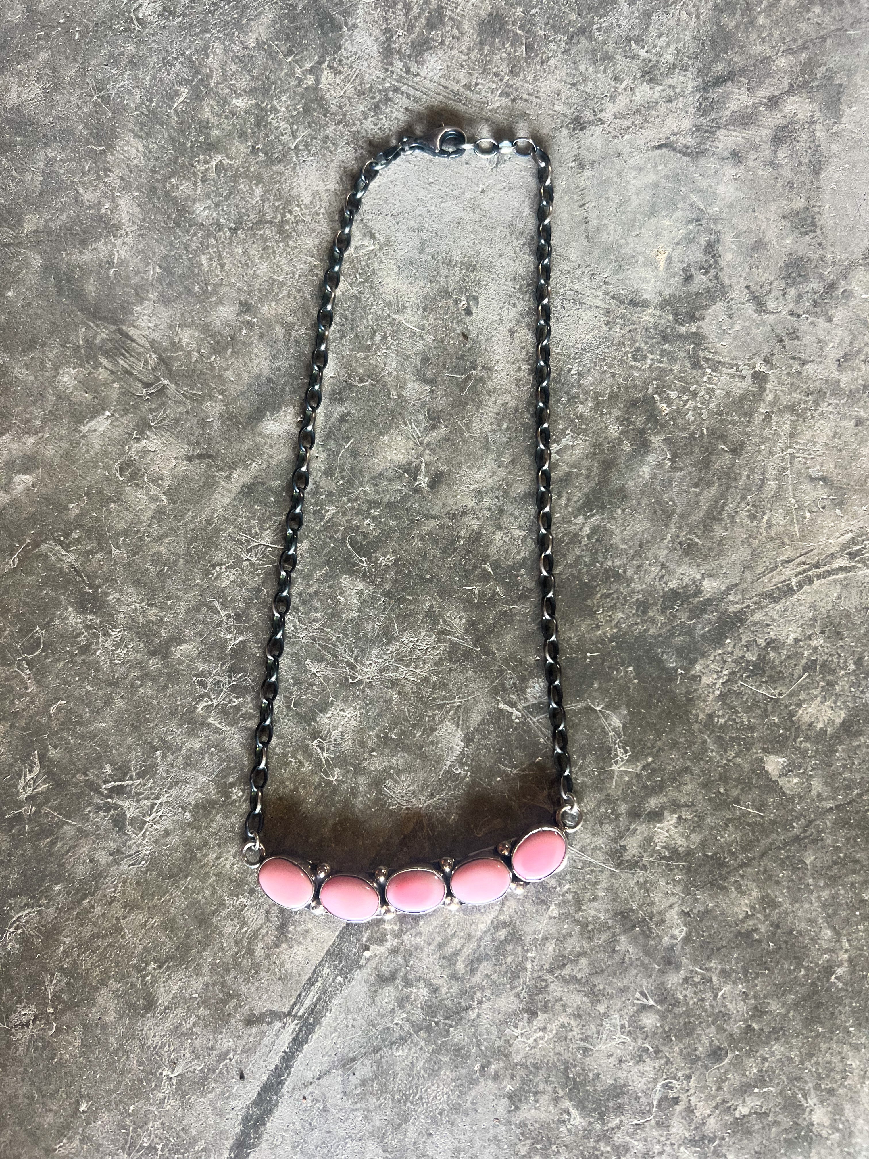 Five Stone Pink Conch Necklace